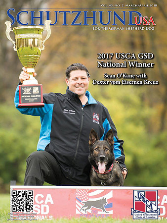 Mar/Apr 2018 Schutzhund USA cover of photo from Nationals by Brian Aghajani